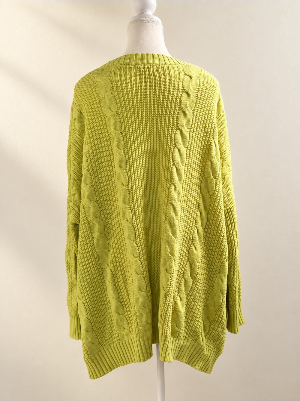 Pink Lily Lime Green Oversized Cable Knit Cardigan Size S - Picture 3 of 6